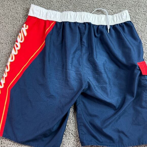 Budweiser Board Shorts Mens 38 Blue Red Polyester Bathing Suit Swimming READ - Picture 11 of 12